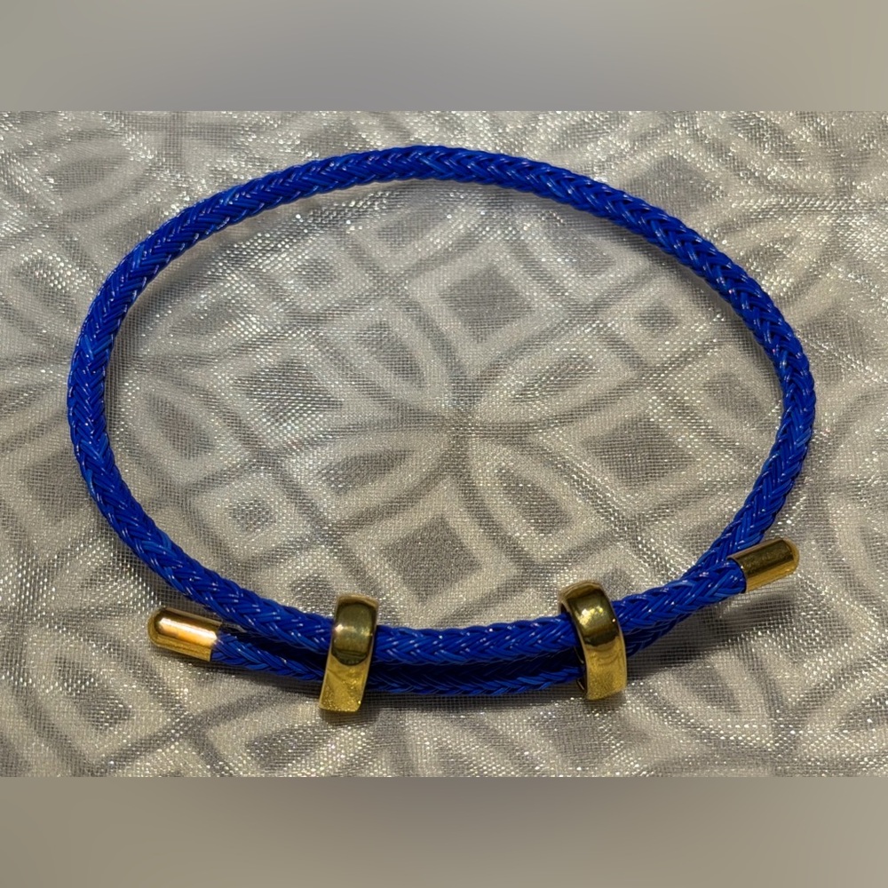 Blue Braided Bracelet with Gold Accents